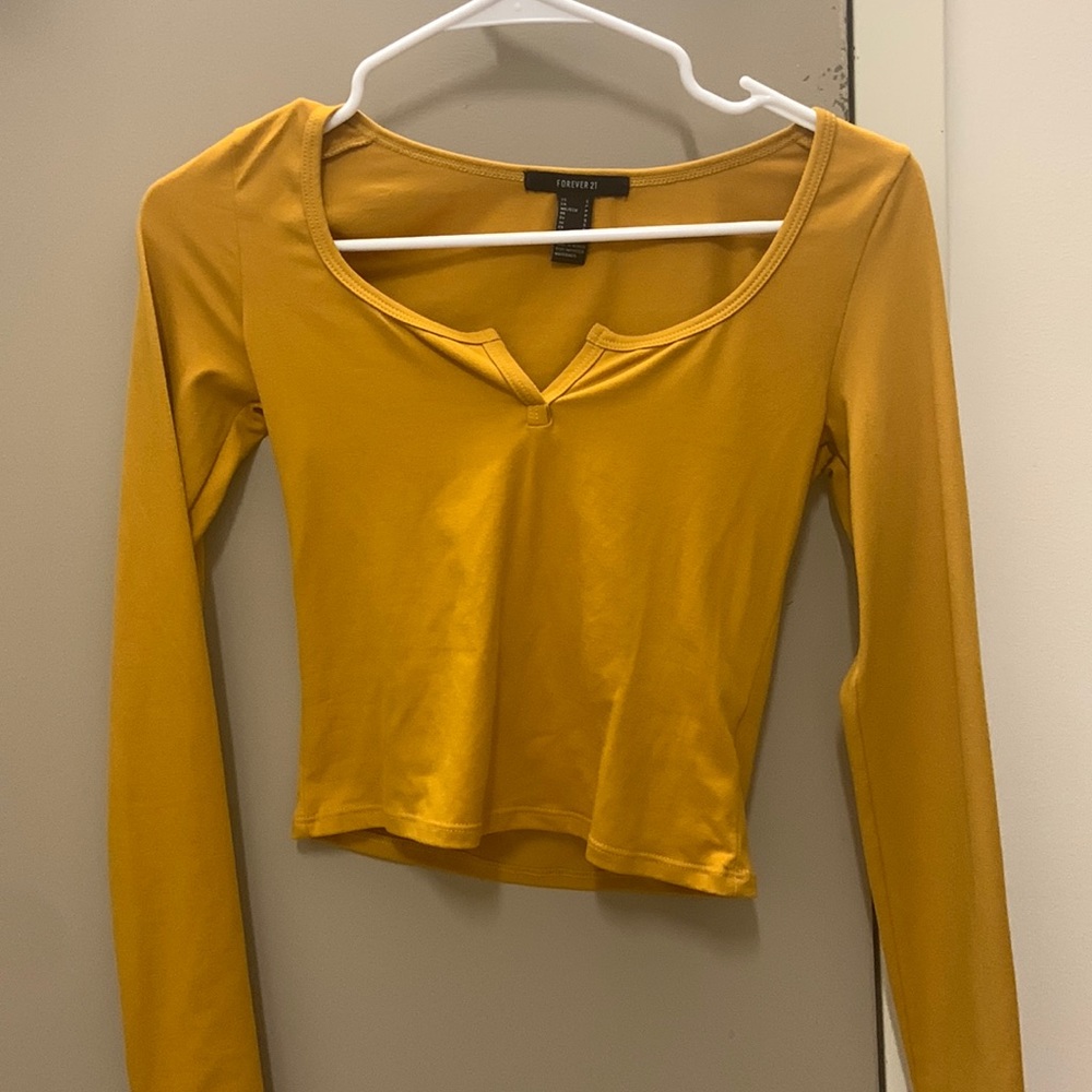 Forever 21 crop mustard yellow long sleeve